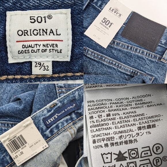 Levi's 501 Selvedge Big E High Rise Button Fly Straight Leg Jeans Size 29x32 NWT - Picture 13 of 14